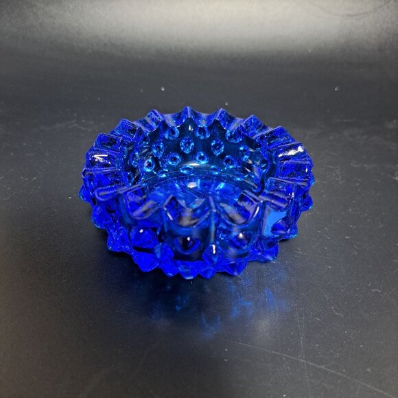 Fenton Cobalt Blue Hobnail Glass Ashtray Collectible Vintage Decorative Piece - Picture 2 of 13